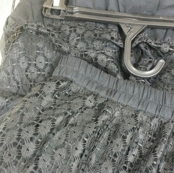 Black boho skirt flowy stretch longer length Net - Picture 5 of 6